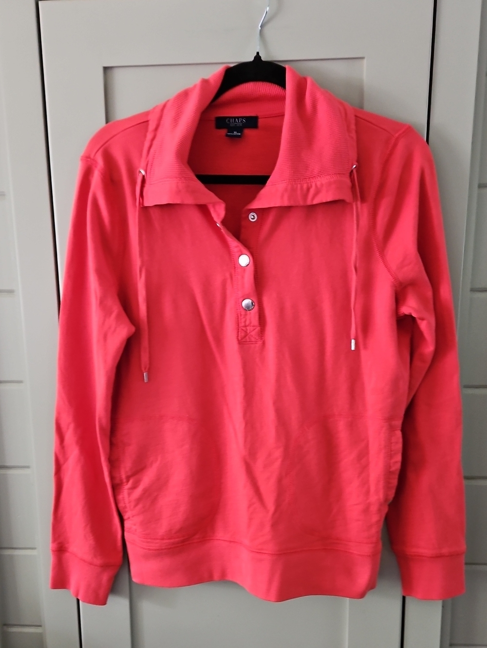 Chaps Coral Snap-Front Hoodie Pullover Sz M Ptp21 L25